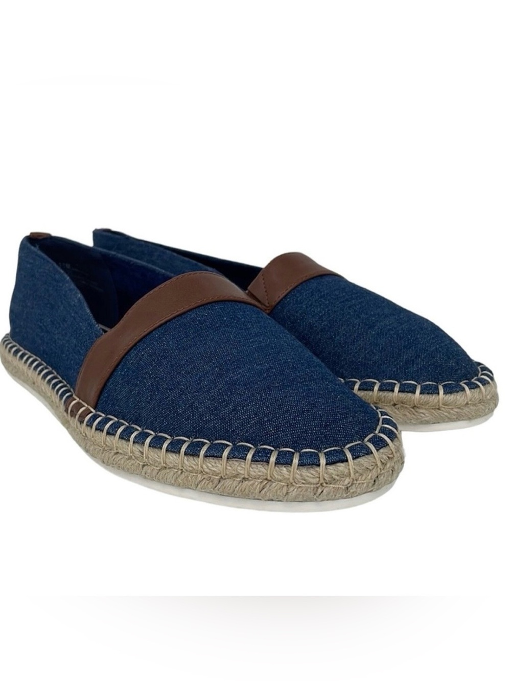 St. John’s Bay Loafers Shoes Flats Espadrille Blue Brown Size 9.5 🆕